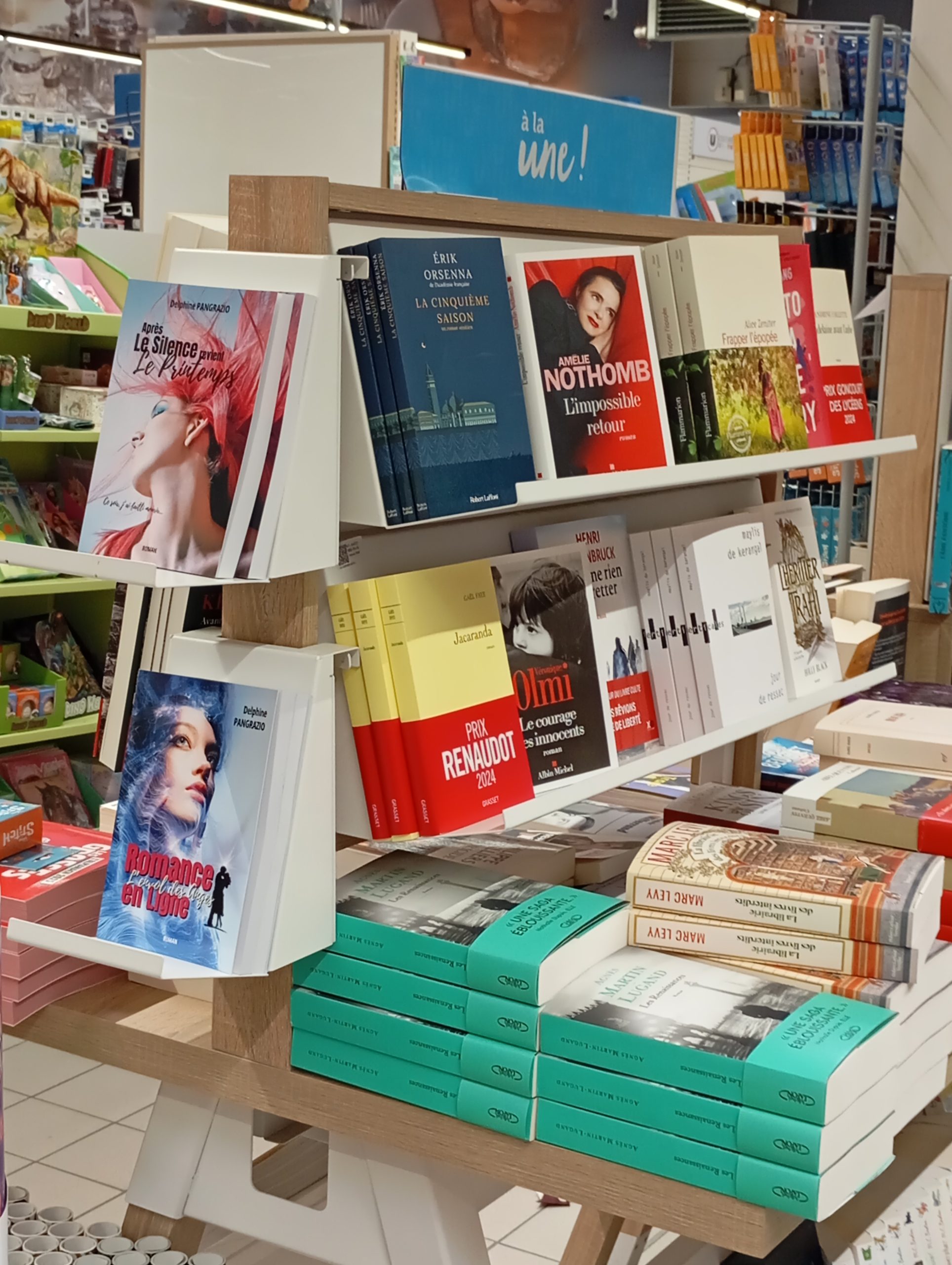photo des romans de Delphine Pangrazio dans une boutique